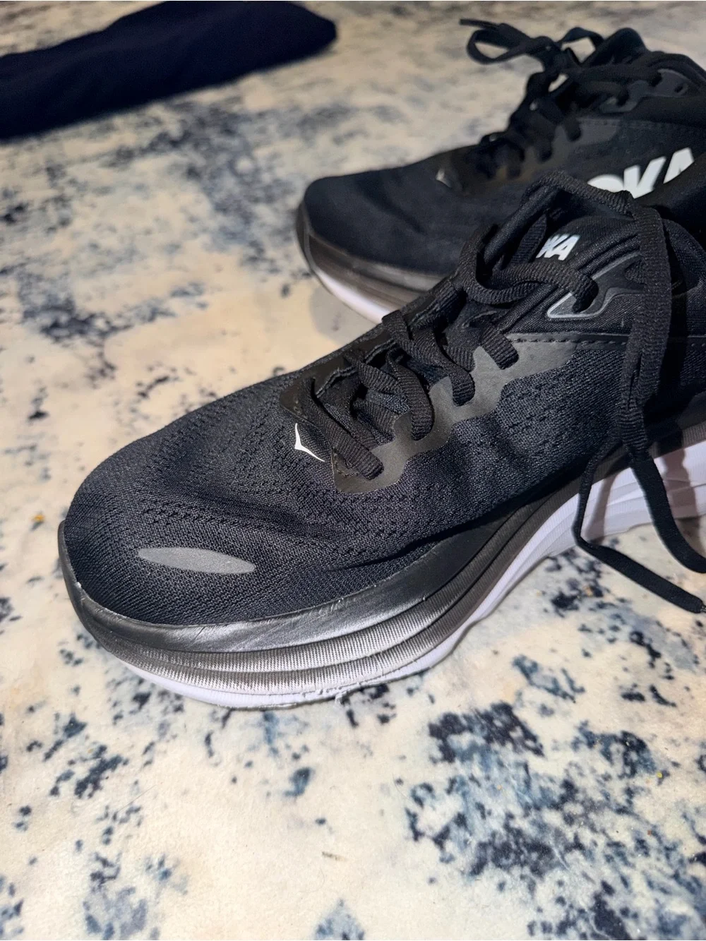 HOKA Bondi 8 Wide‎ Running Shoes Black/White Men’s Size 8 2E Extra Wide